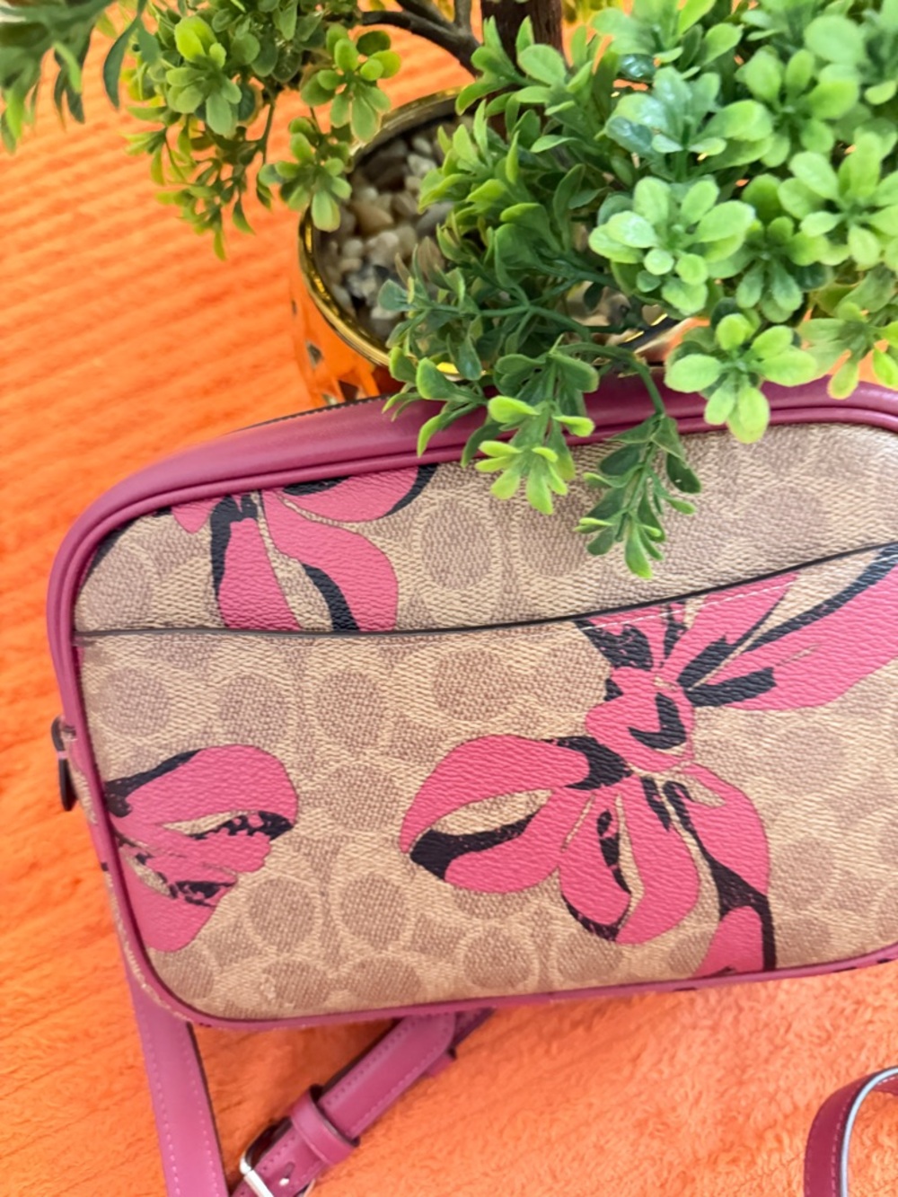 Coach Floral Pink and Tan Crossbody Bag - Picture 9 of 15